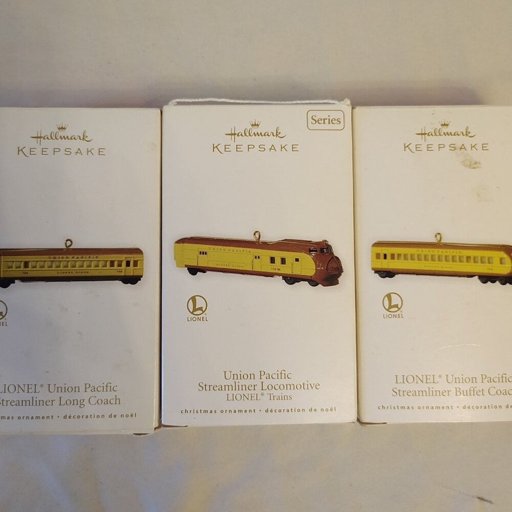 Lot of 3 Hallmark LIONEL Union Pacific Streamliner Ornaments